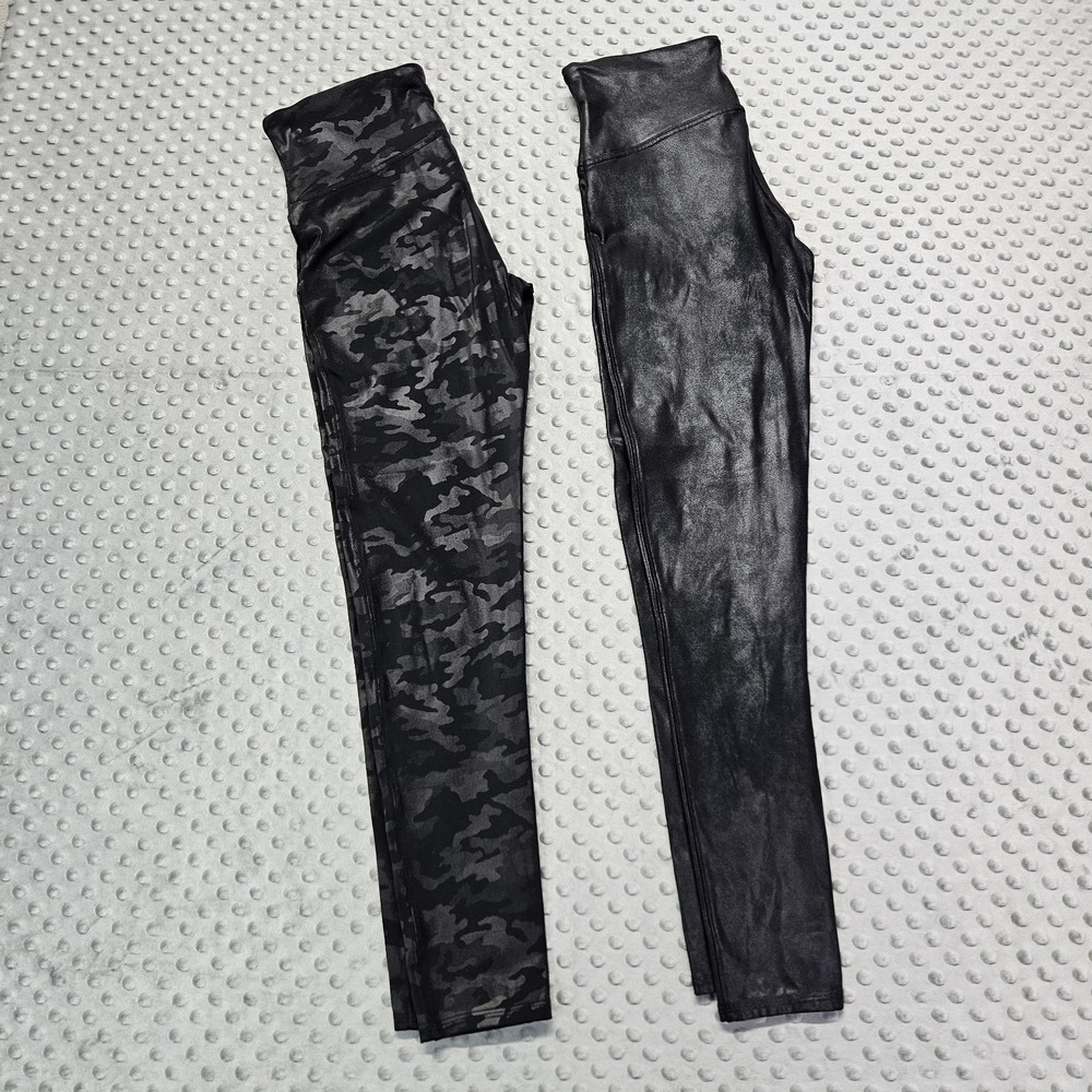 Spanx Black Camo Leggings Sz. Large  Lot Of 2‎ Womens